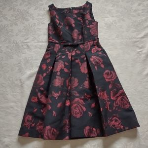 Talbots floral jacquard brocade bow waist fit & flare cocktail dress